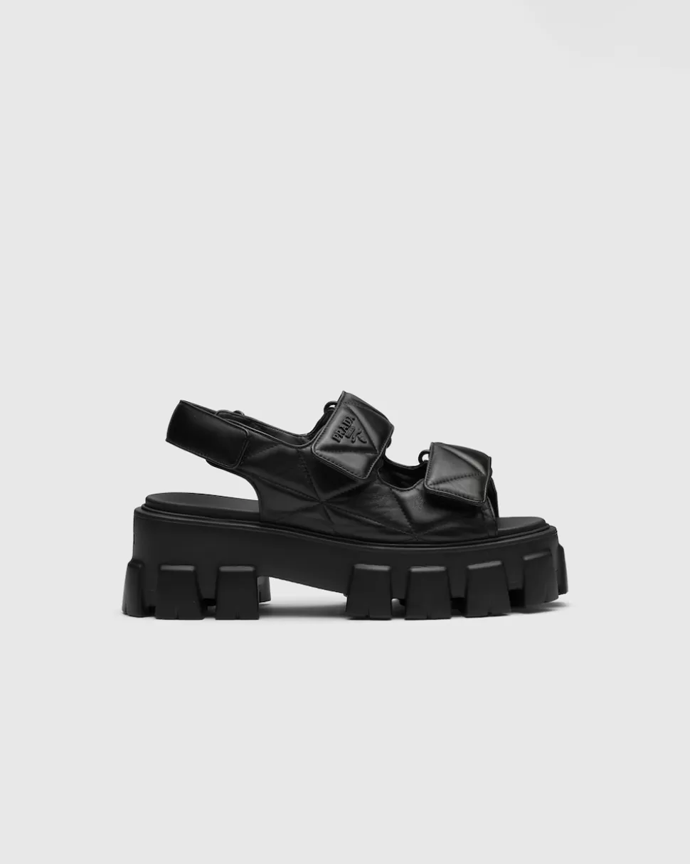 Fashion Prada Monolith Sandalen Aus Nappa-leder Schwarz