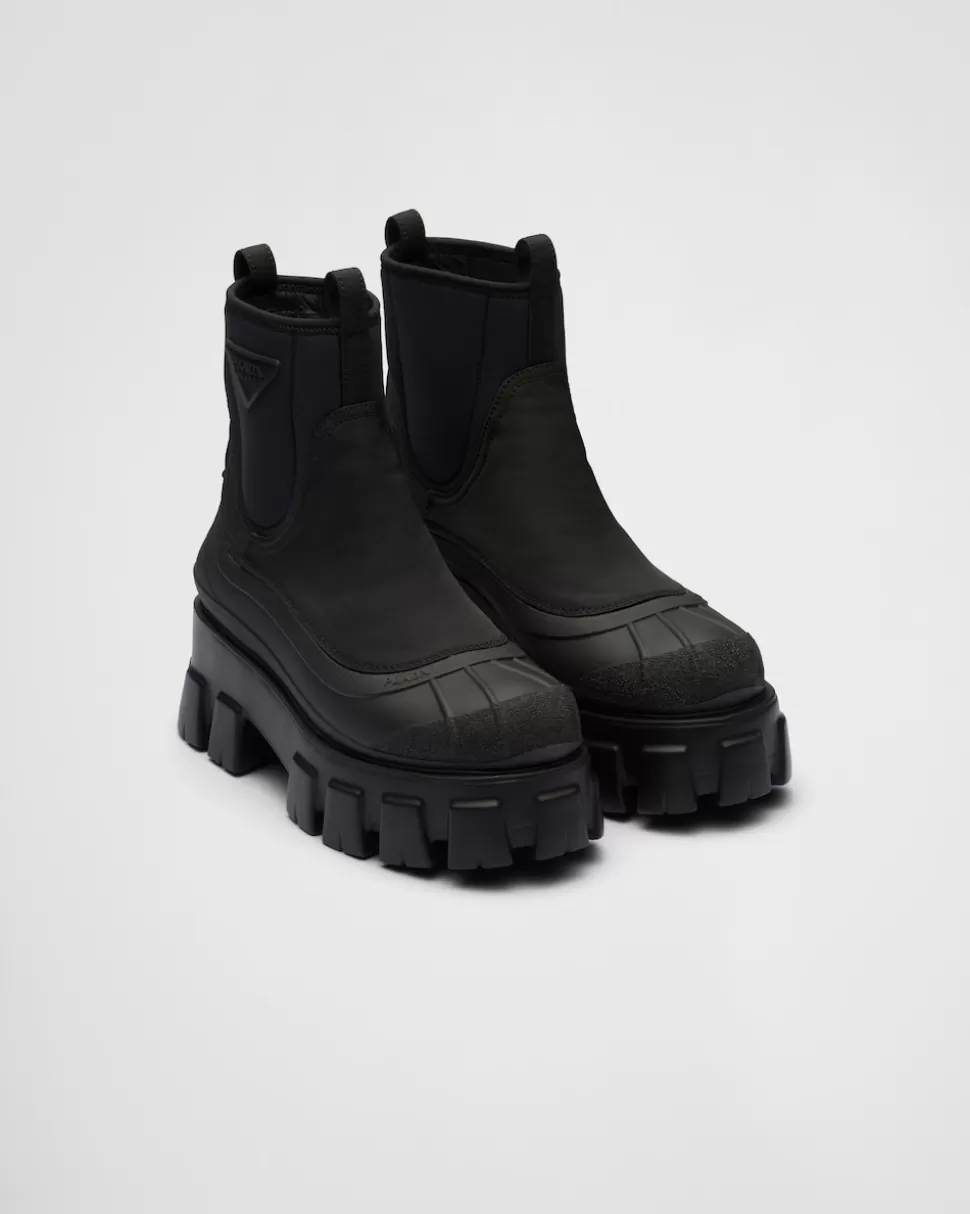 Sale Prada Monolith Stiefel Aus Gabardine-re-nylon Schwarz