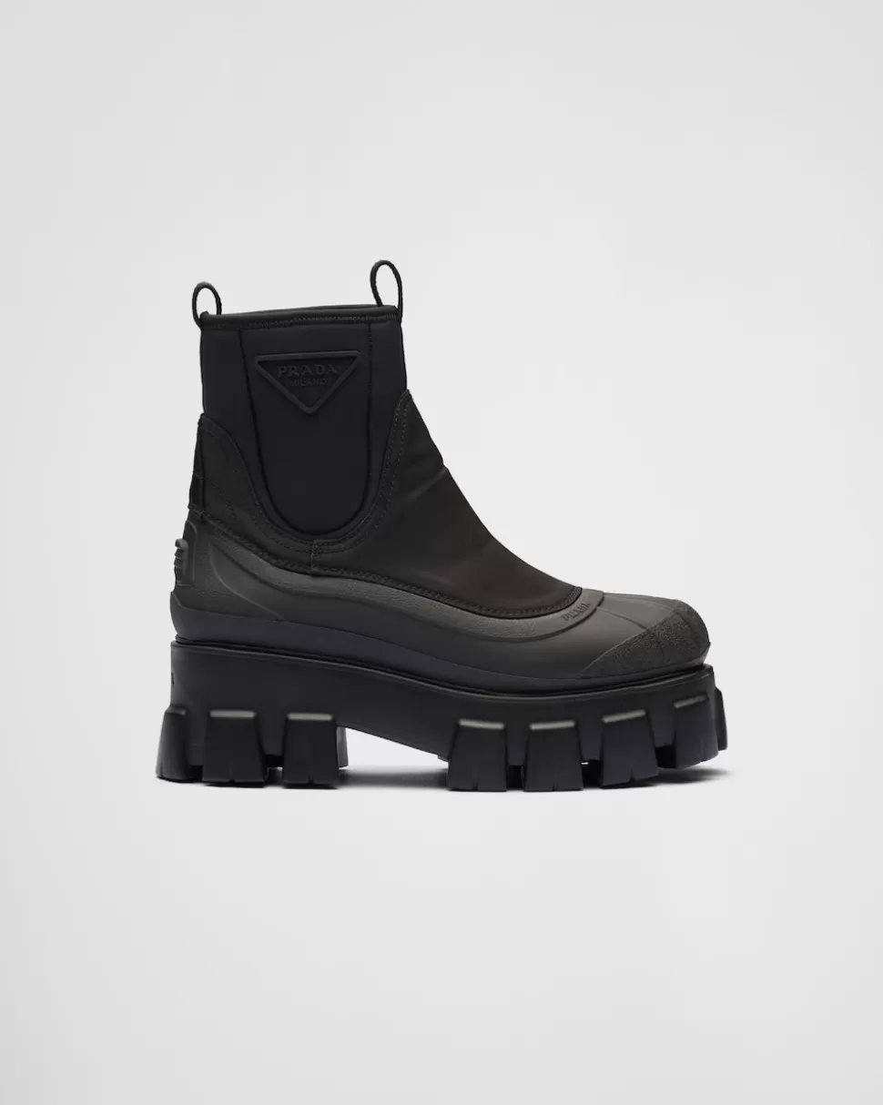 Sale Prada Monolith Stiefel Aus Gabardine-re-nylon Schwarz