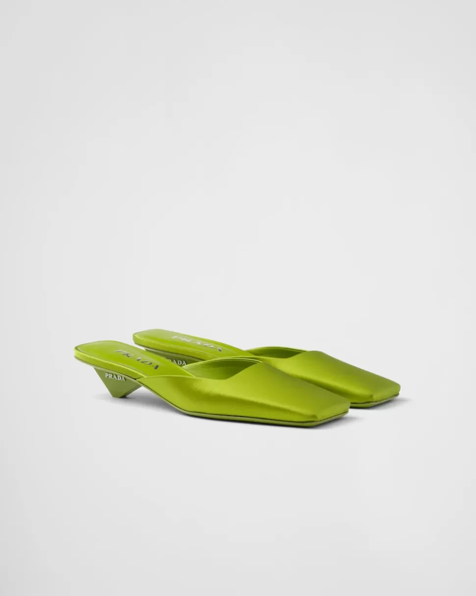 Outlet Prada Mules Aus Satin Schwarz