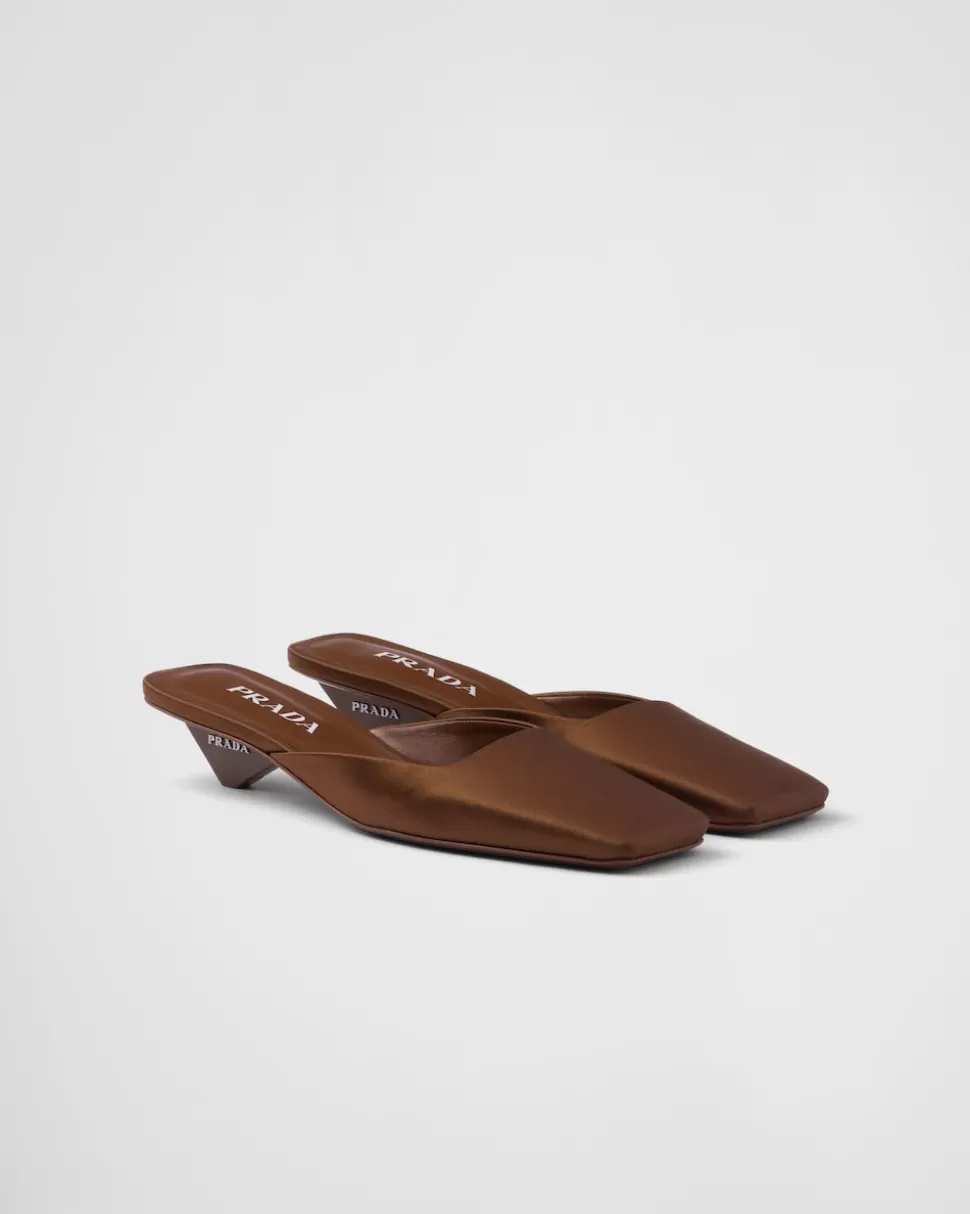 Fashion Prada Mules Aus Satin Schwarz