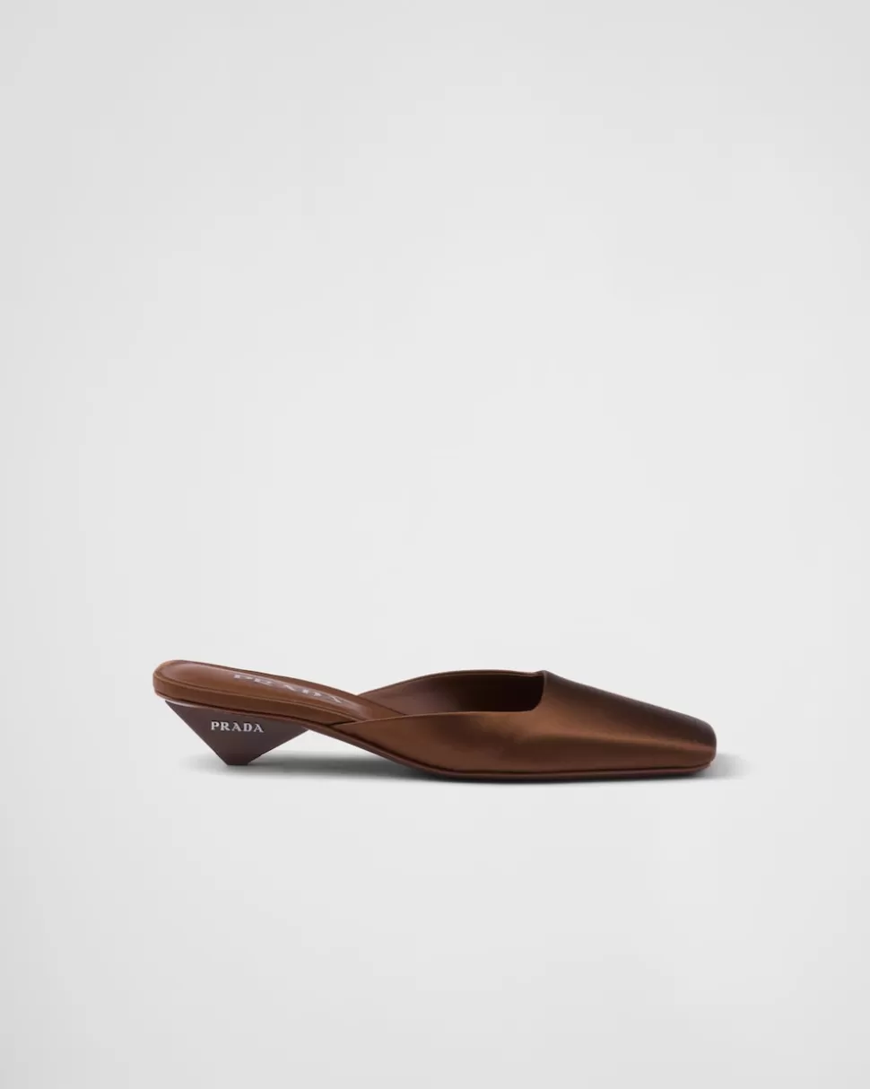 Fashion Prada Mules Aus Satin Schwarz