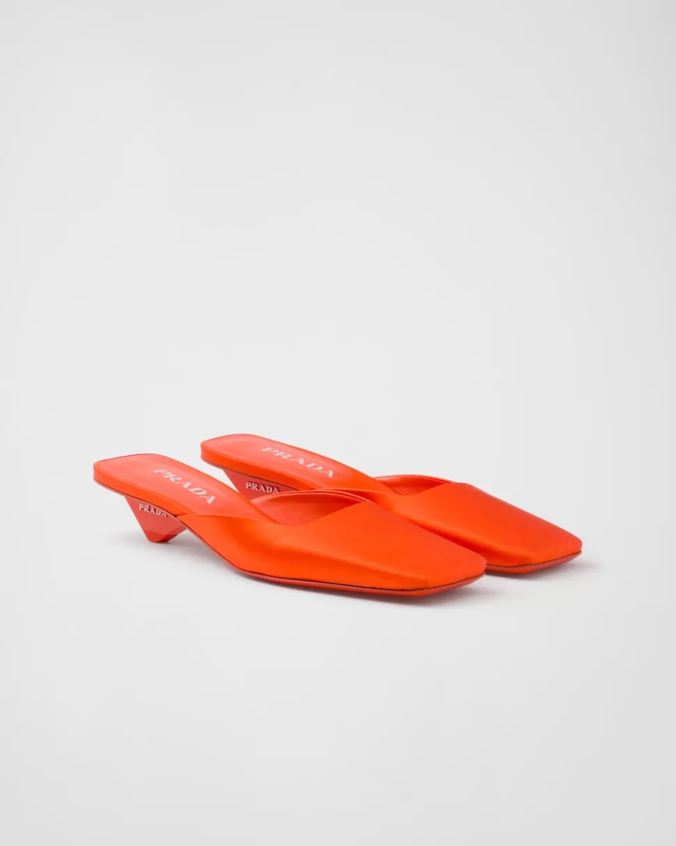 New Prada Mules Aus Satin Schwarz
