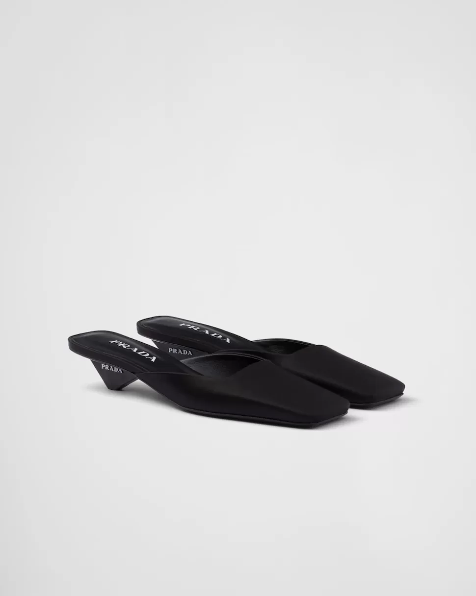 Sale Prada Mules Aus Satin Schwarz