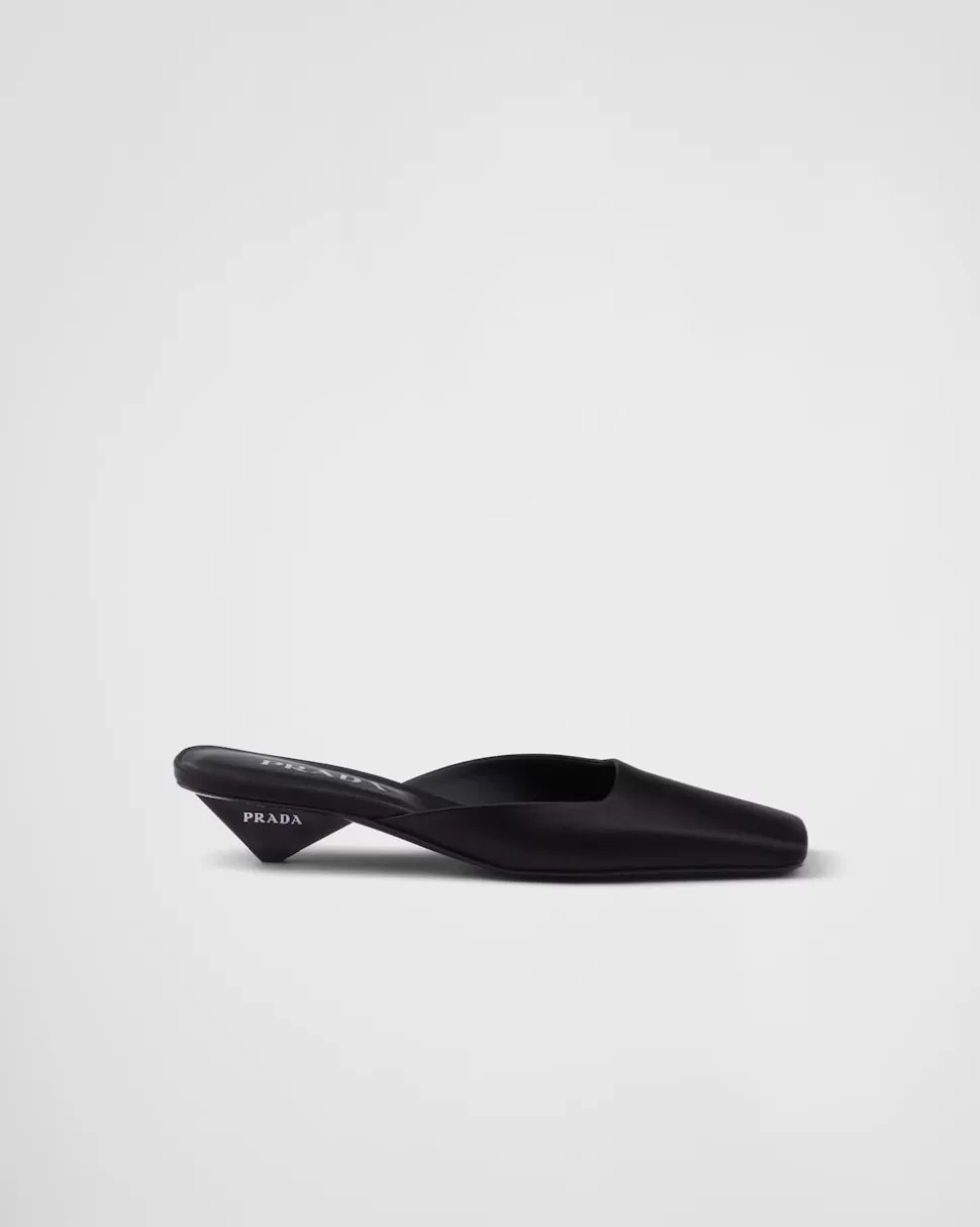 Sale Prada Mules Aus Satin Schwarz