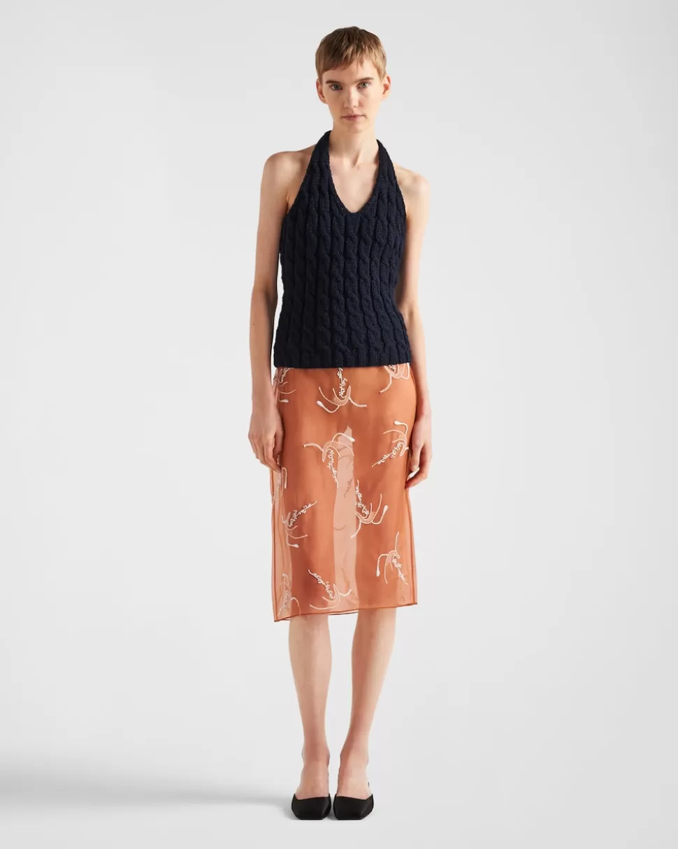 Online Prada Neckholdertop Aus Wolle Blau