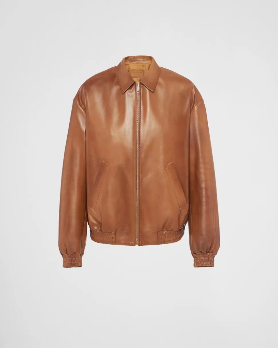 Cheap Prada Oversize-bomberjacke Aus Nappa-leder Karamell
