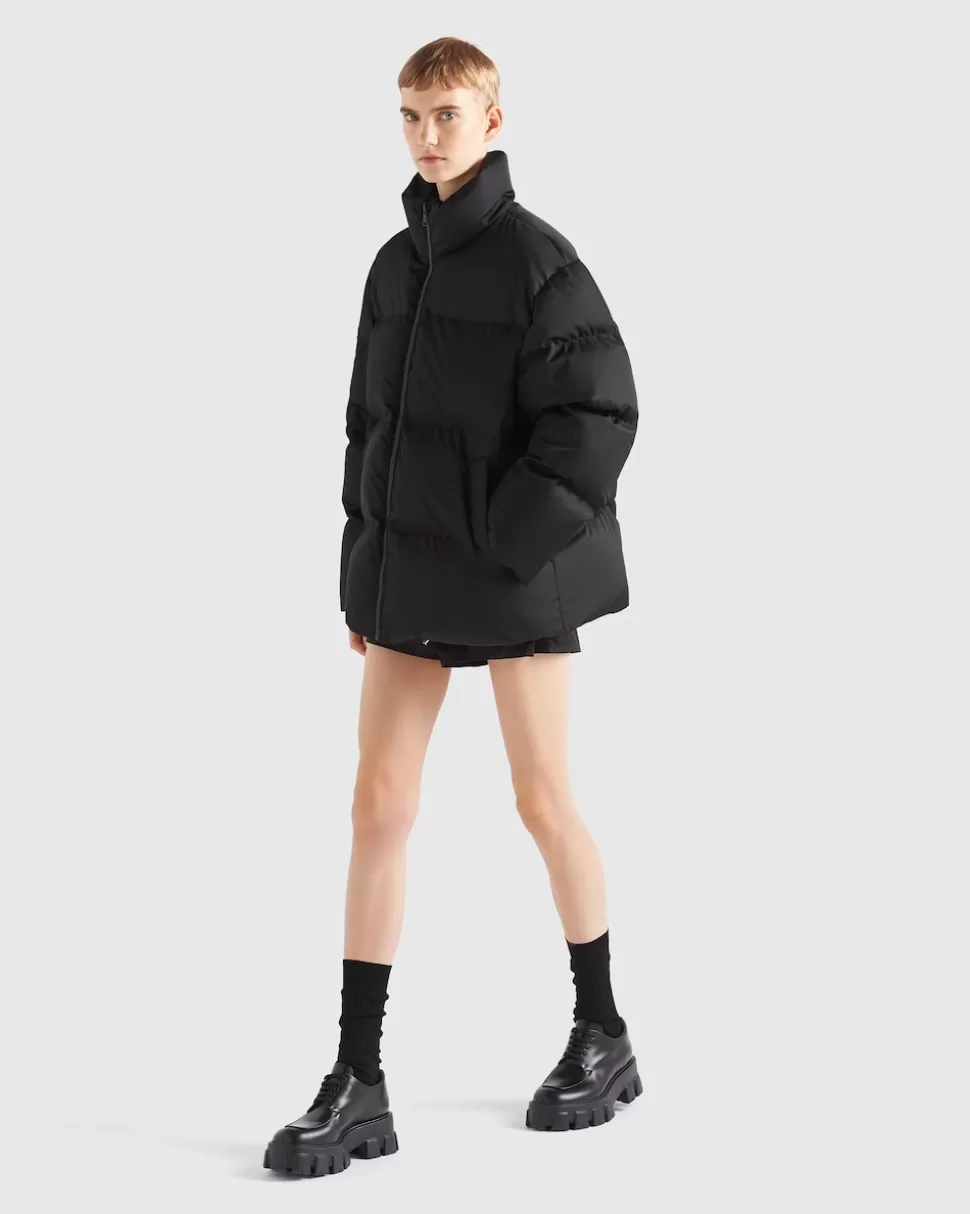 Sale Prada Oversize-daunenjacke Aus Re-nylon Schwarz