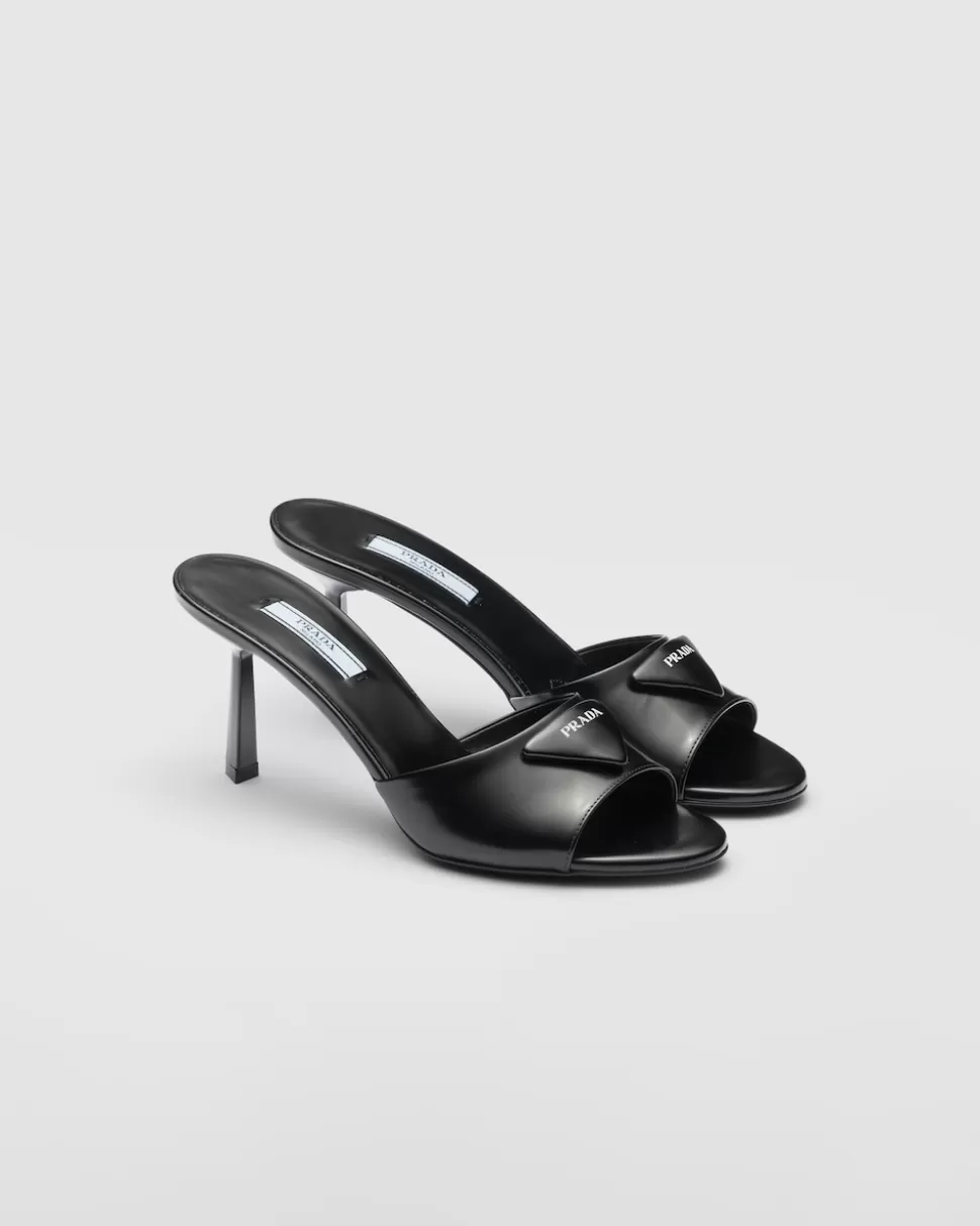 Hot Prada Pantoletten Aus Gebürstetem Leder Schwarz