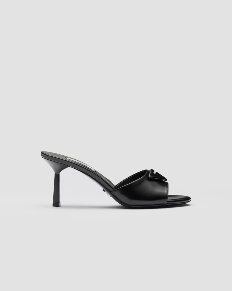 Hot Prada Pantoletten Aus Gebürstetem Leder Schwarz