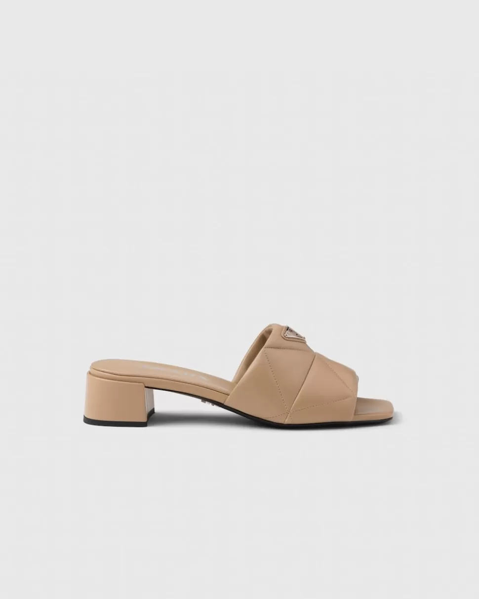 Shop Prada Pantoletten Aus Gestepptem Nappa-leder Schwarz
