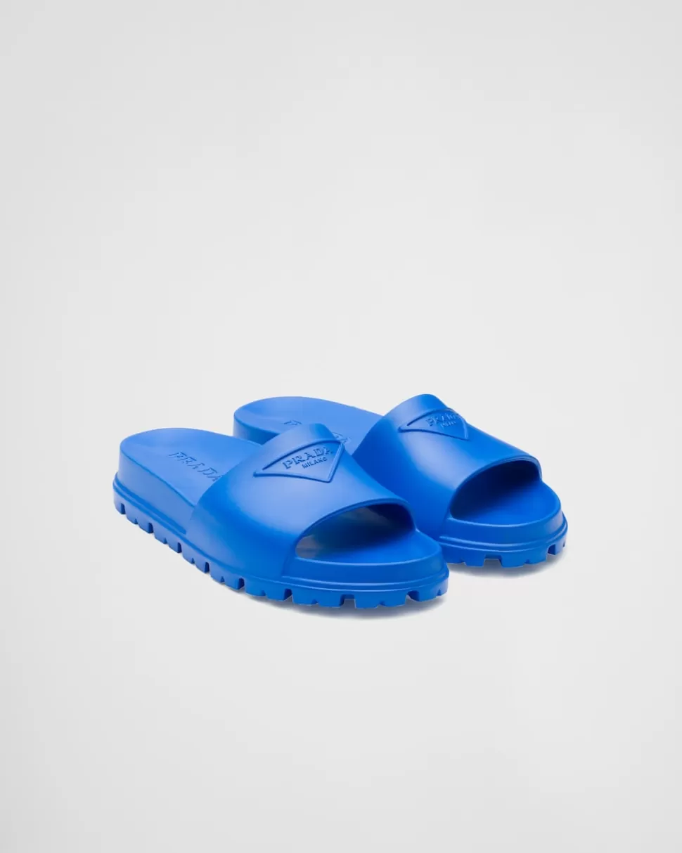 Fashion Prada Pantoletten Aus Gummi Schwarz