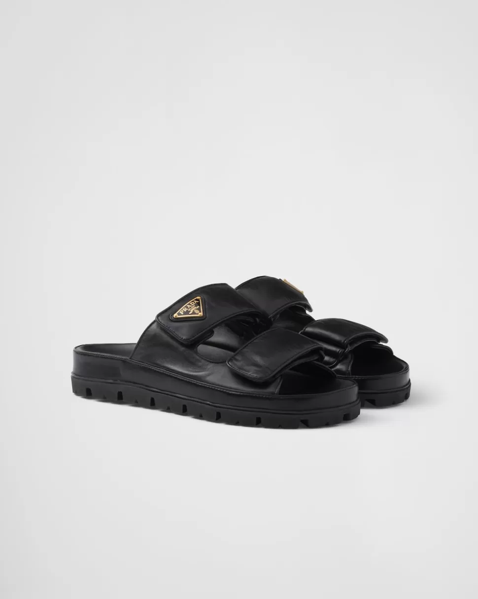 New Prada Pantoletten Aus Nappa-leder Schwarz