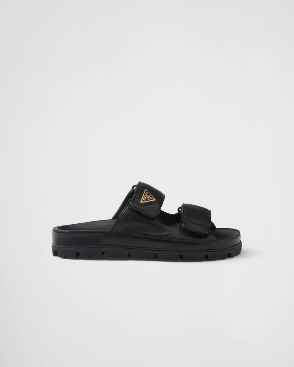 New Prada Pantoletten Aus Nappa-leder Schwarz