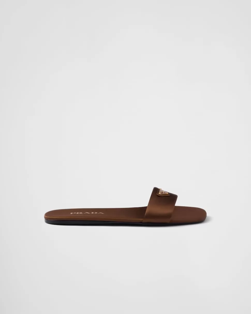 Hot Prada Pantoletten Aus Satin Schwarz