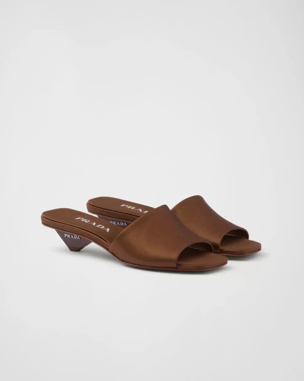 Hot Prada Pantoletten Aus Satin Schwarz