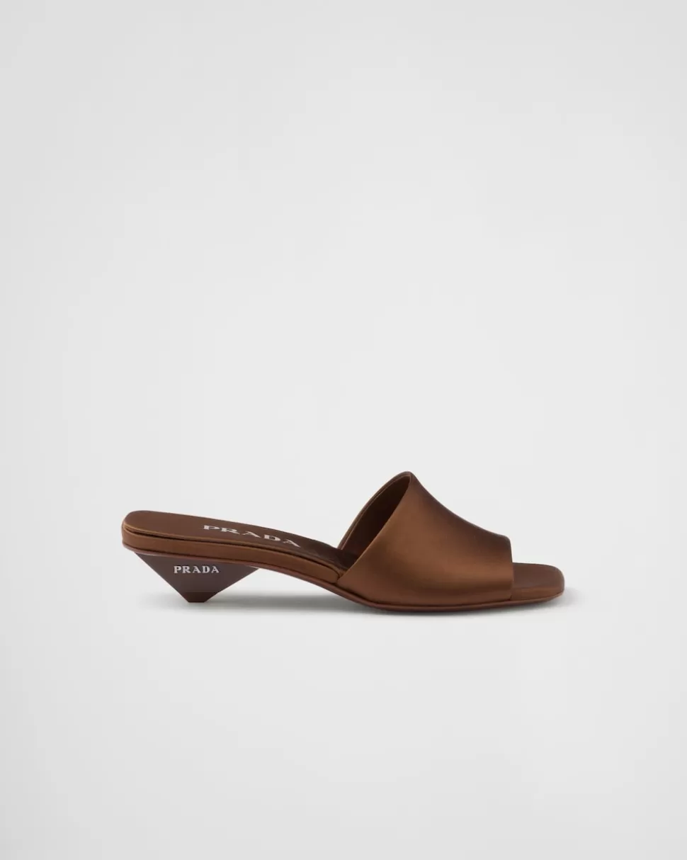 Hot Prada Pantoletten Aus Satin Schwarz