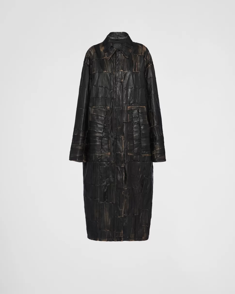 Hot Prada Patchwork-mantel Aus Nappa-leder Schwarz