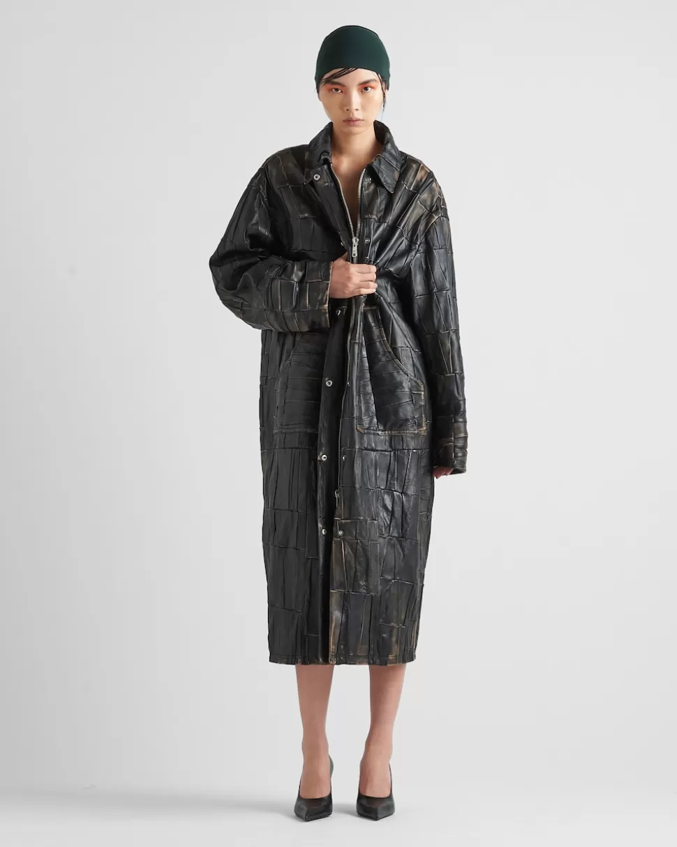 Hot Prada Patchwork-mantel Aus Nappa-leder Schwarz