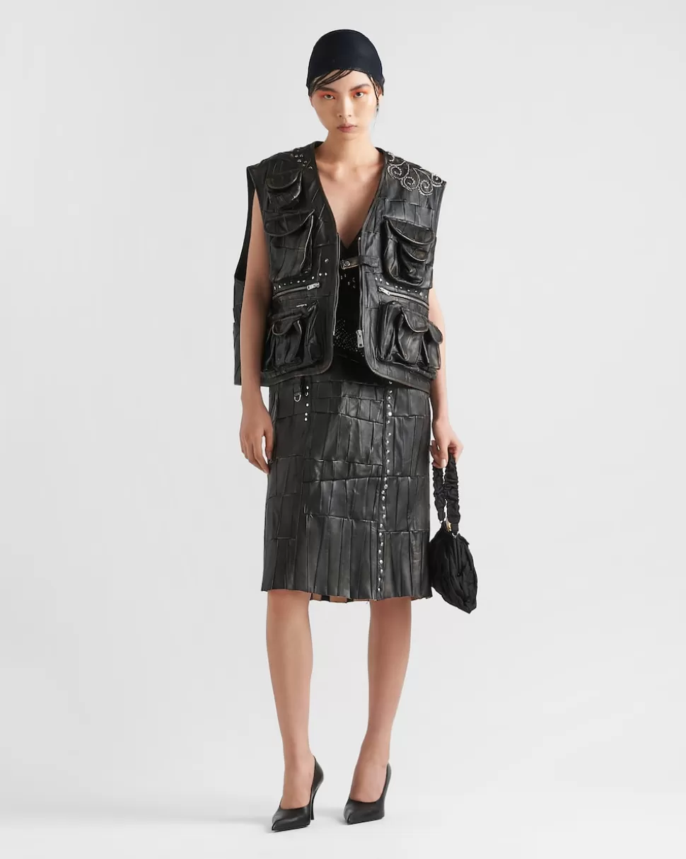 Online Prada Patchwork-weste Aus Nappa-leder Schwarz