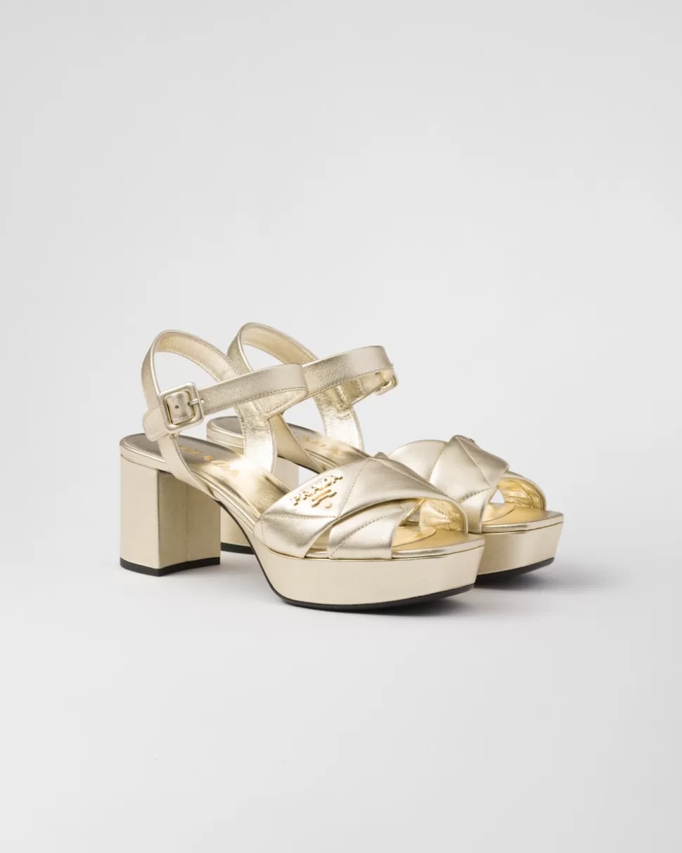Clearance Prada Plateausandalen Aus Gestepptem Nappa-leder Schwarz