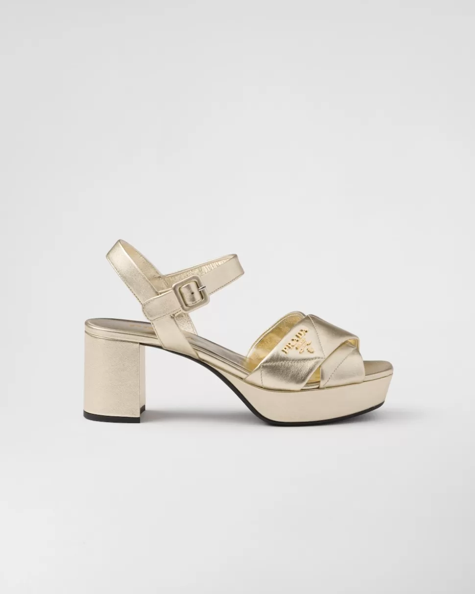 Clearance Prada Plateausandalen Aus Gestepptem Nappa-leder Schwarz