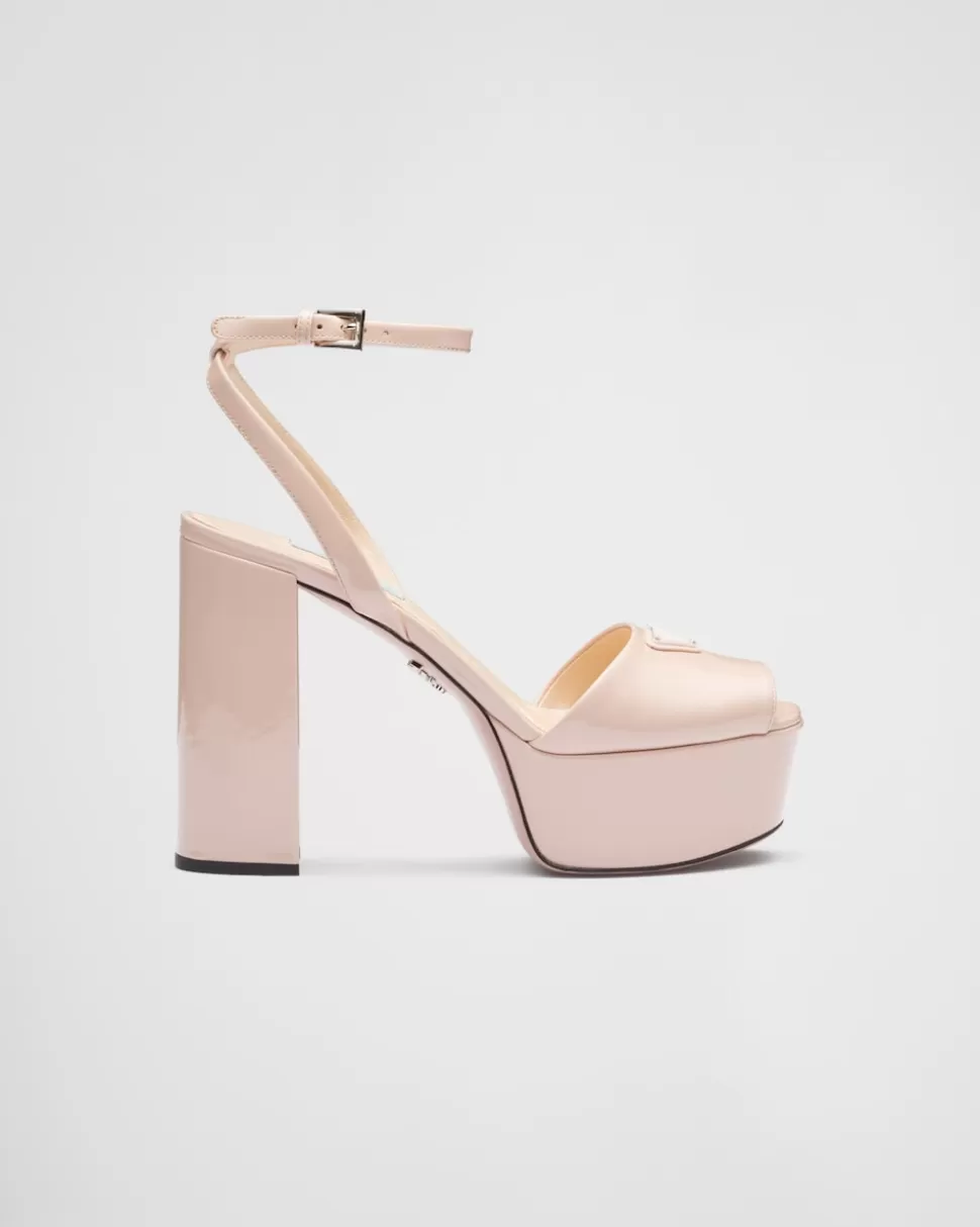 Flash Sale Prada Plateausandalen Aus Lackleder Schwarz