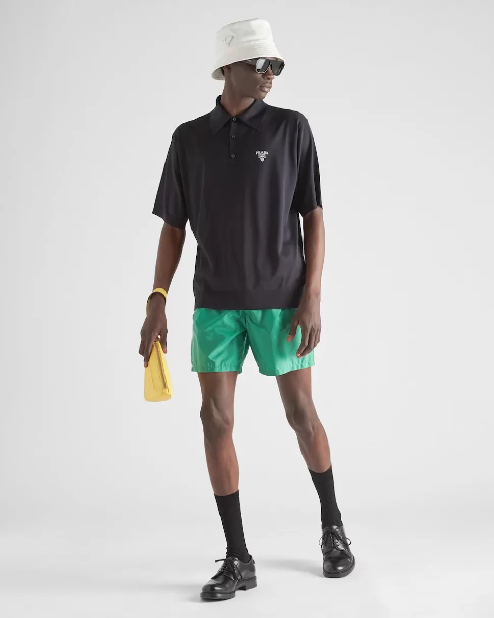 Flash Sale Prada Polo-pullover Aus Seide Schwarz