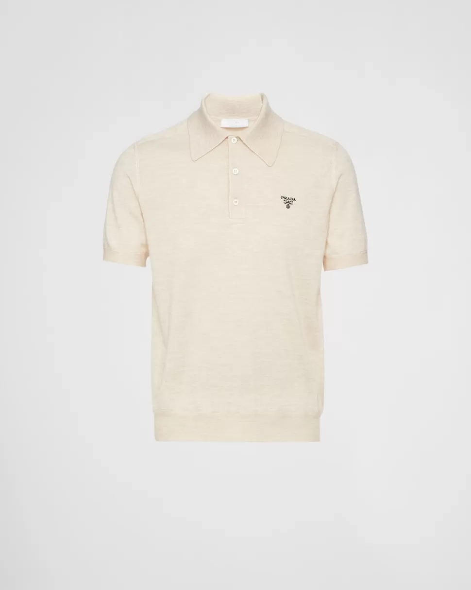 Flash Sale Prada Poloshirt Aus Kaschmir Blau