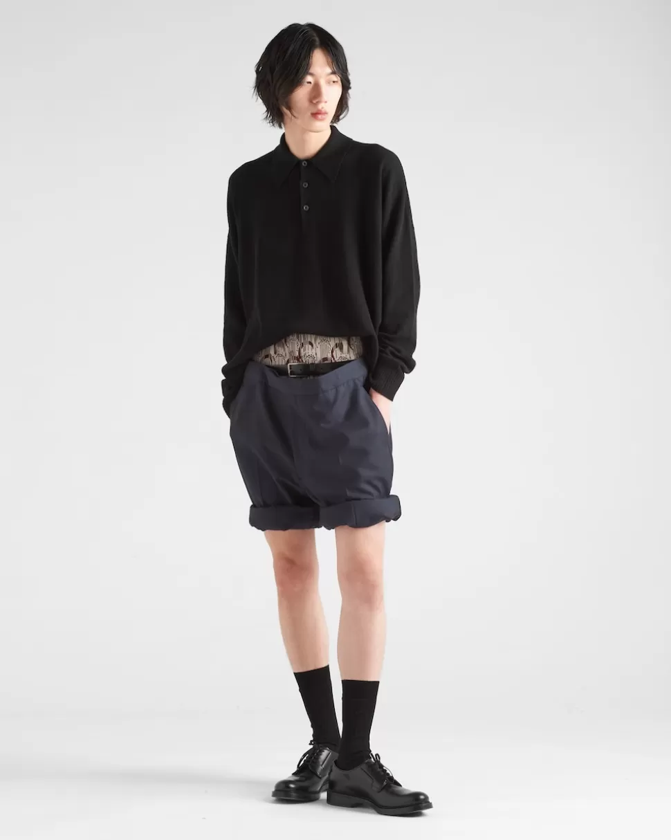 Cheap Prada Poloshirt Aus Kaschmir Schwarz