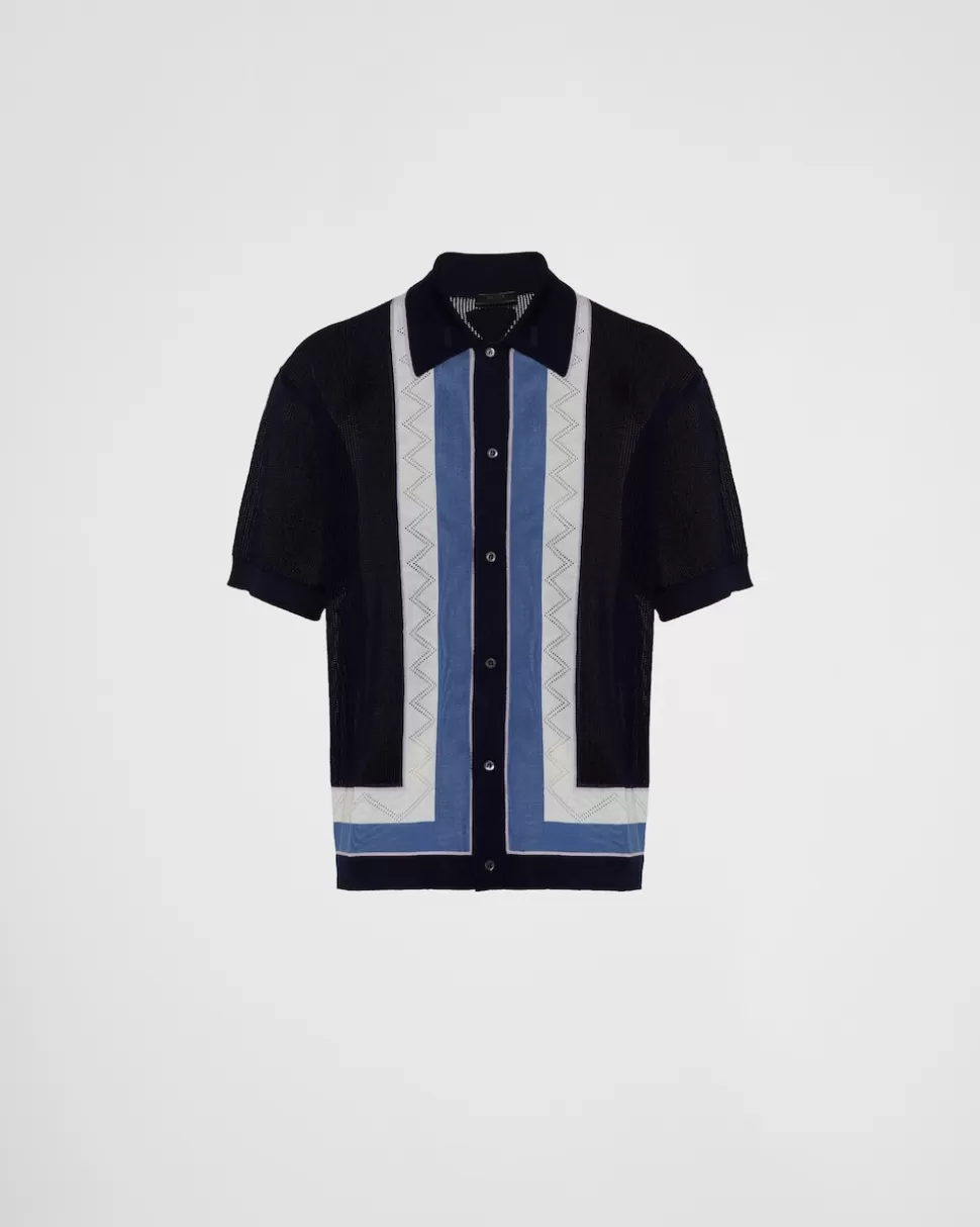 Best Prada Poloshirt Aus Kaschmir Blau