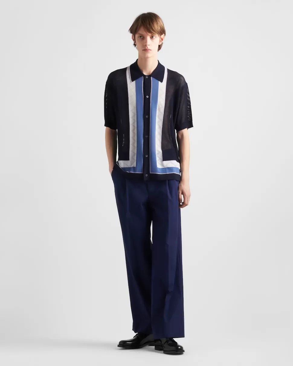 Best Prada Poloshirt Aus Kaschmir Blau