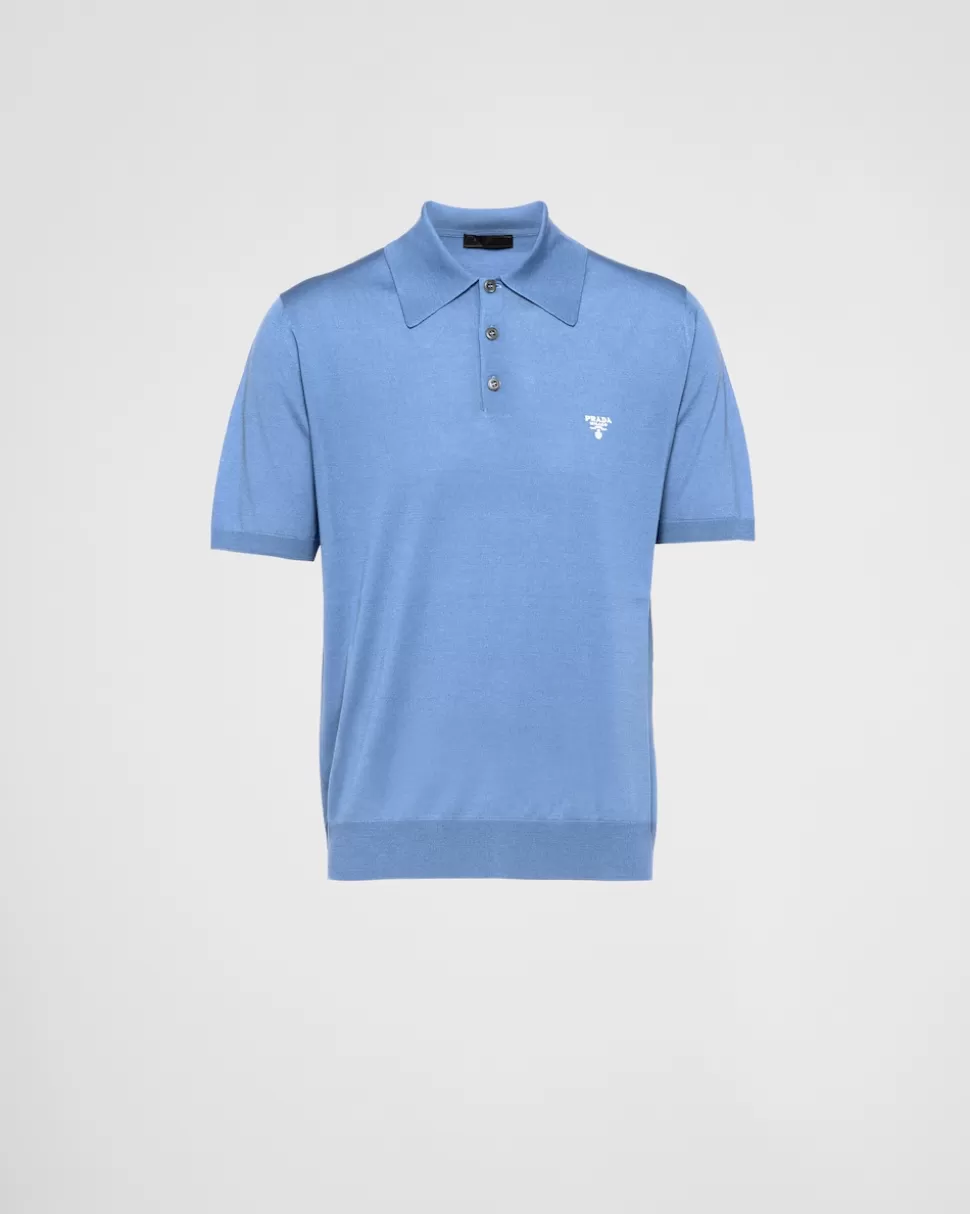 Best Prada Poloshirt Aus Superfeiner Wolle Schwarz