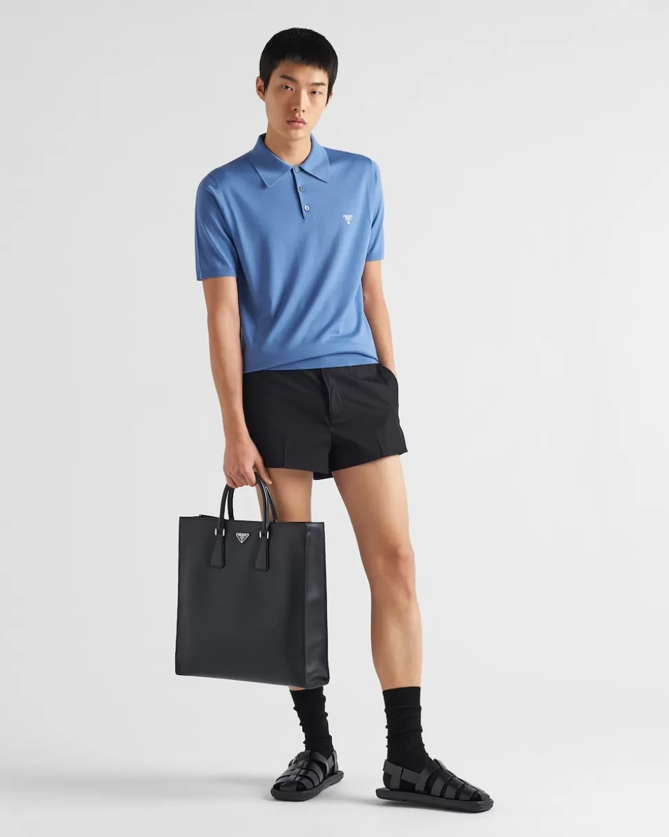 Best Prada Poloshirt Aus Superfeiner Wolle Schwarz