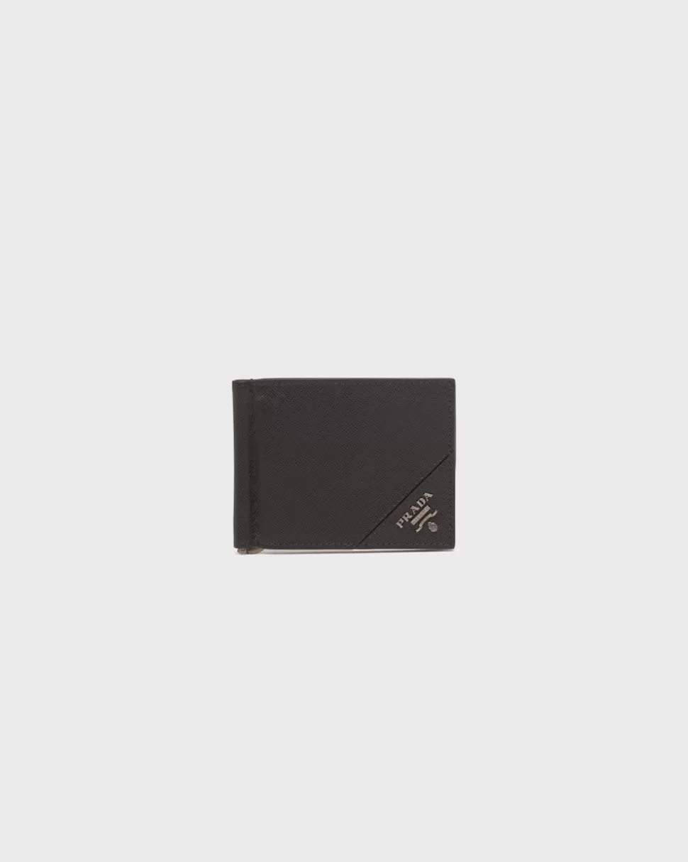 Outlet Prada Portemonnaie Aus Leder Schwarz