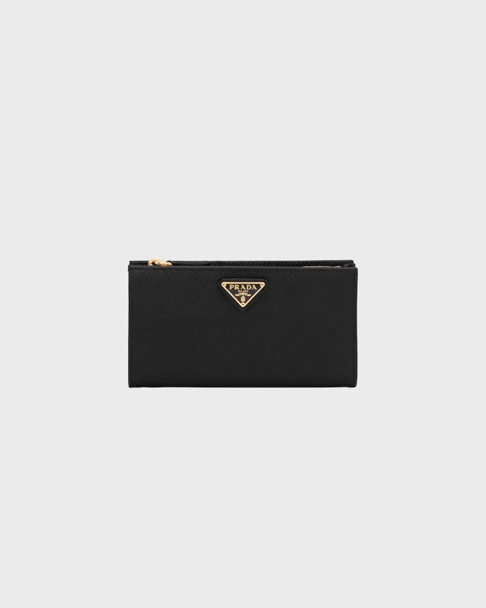 New Prada Portemonnaie Aus Saffiano-leder Schwarz