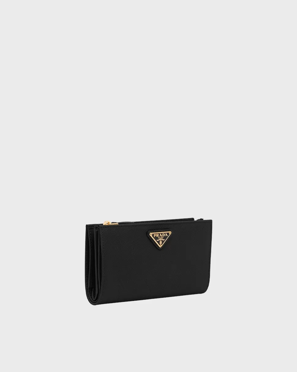 New Prada Portemonnaie Aus Saffiano-leder Schwarz