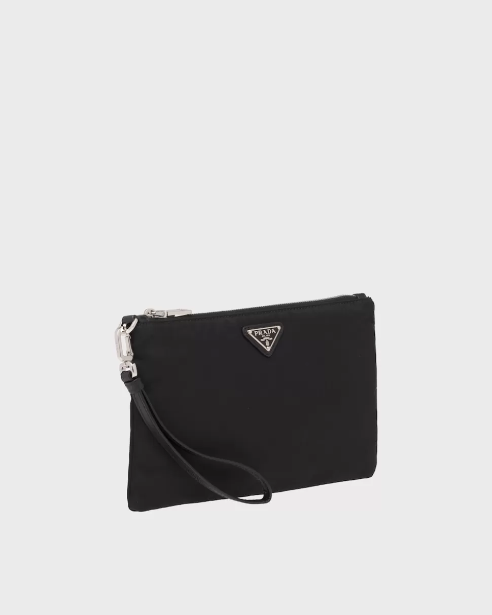 Best Sale Prada Pouch Aus Re-nylon Und Saffiano-leder Schwarz
