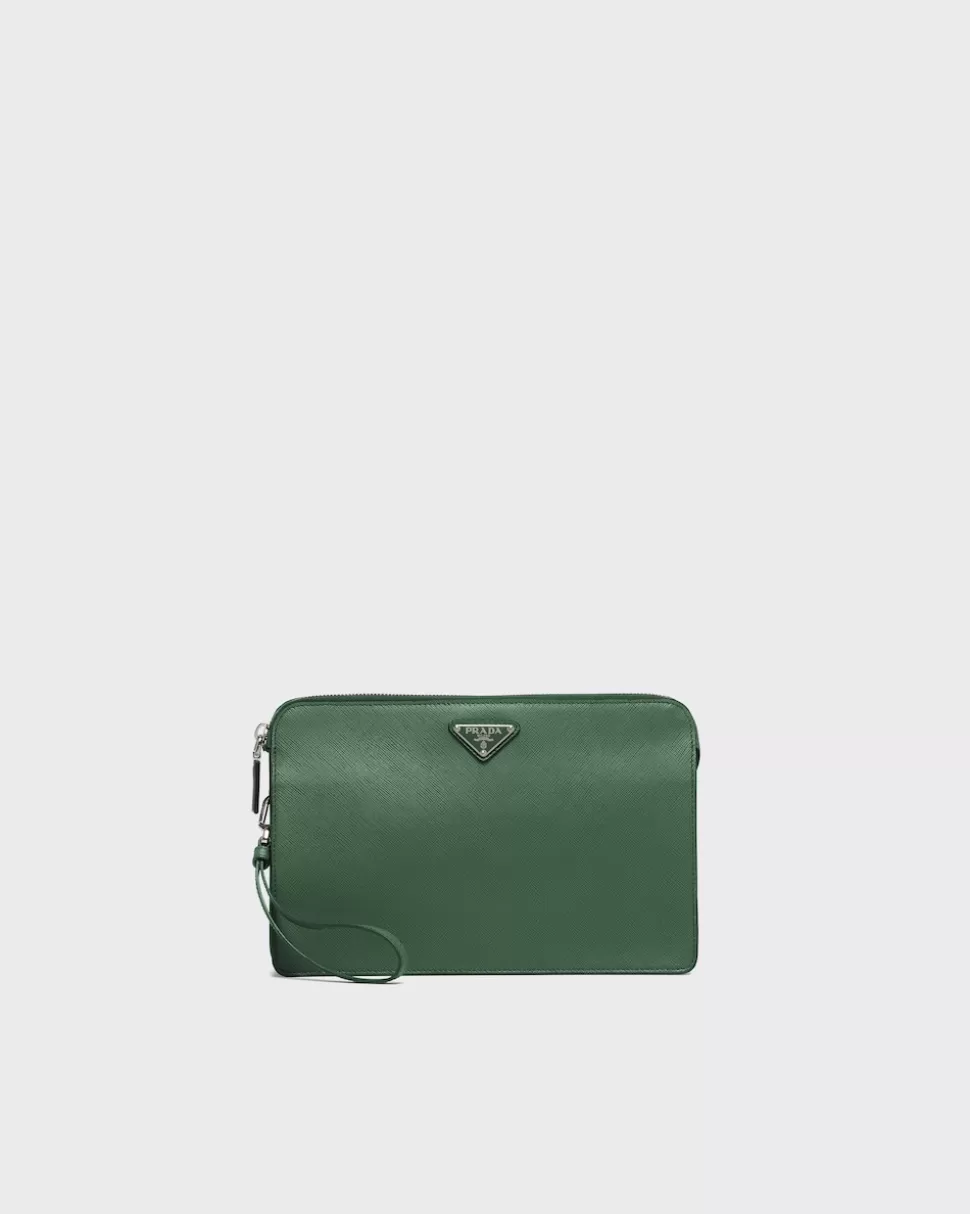 Best Sale Prada Pouch Aus Saffiano-leder Schwarz