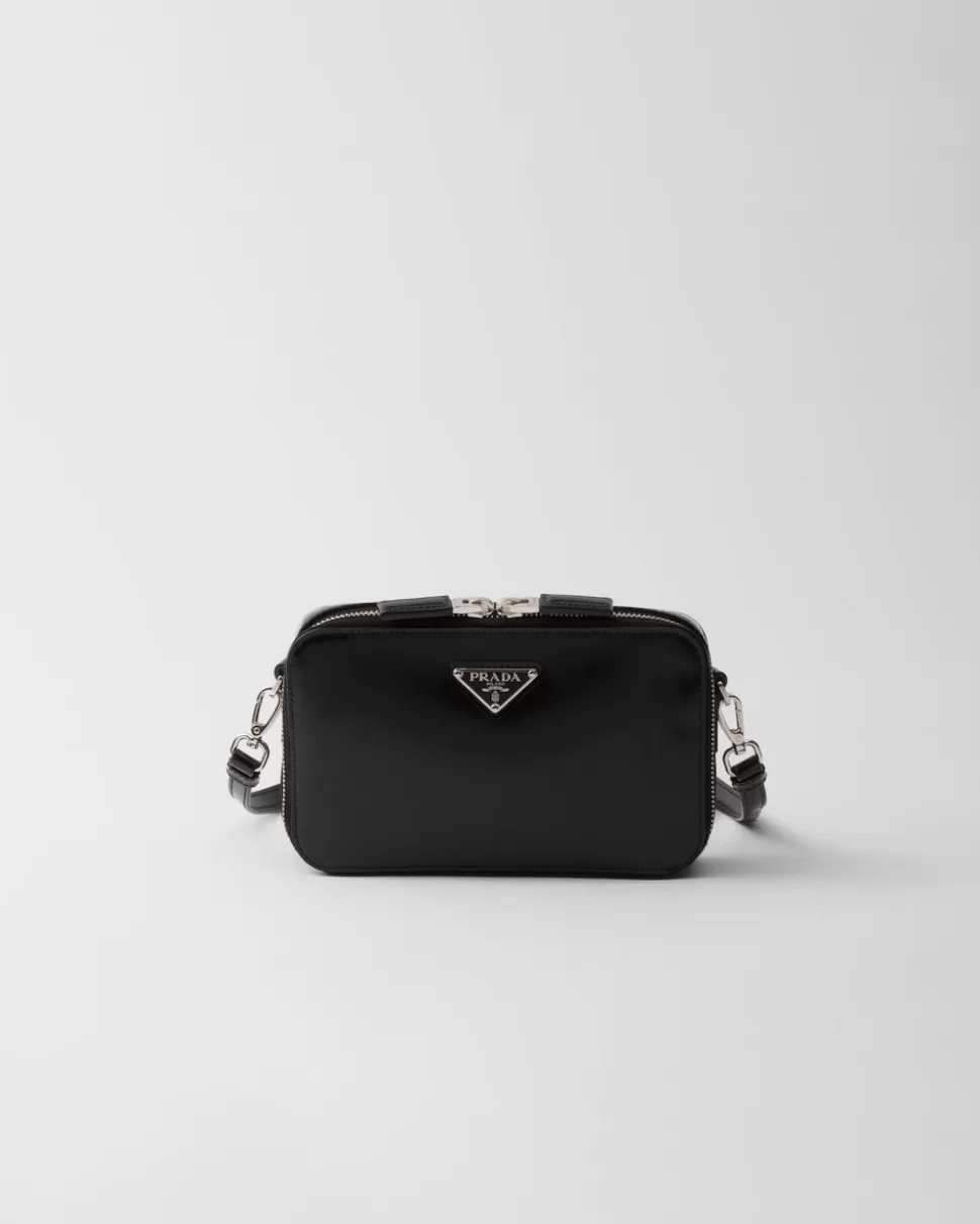 Discount Prada Brique Tasche Aus Gebürstetem Leder Schwarz