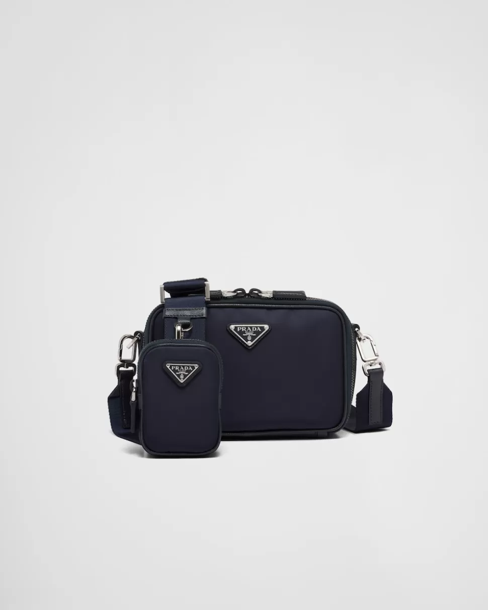 Flash Sale Prada Brique Tasche Aus Re-nylon Und Saffiano-leder Schwarz