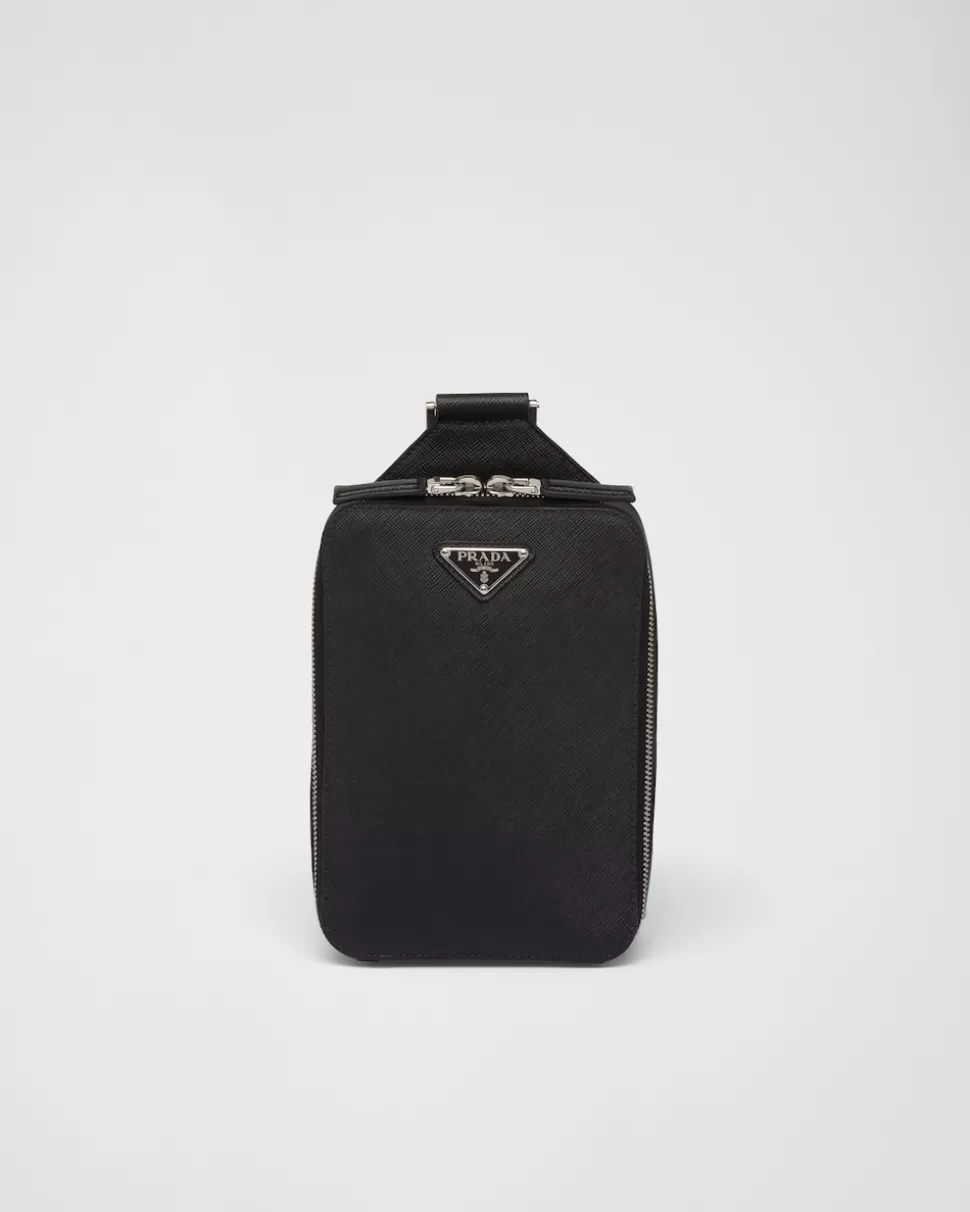 Store Prada Brique Tasche Aus Saffiano-leder Schwarz