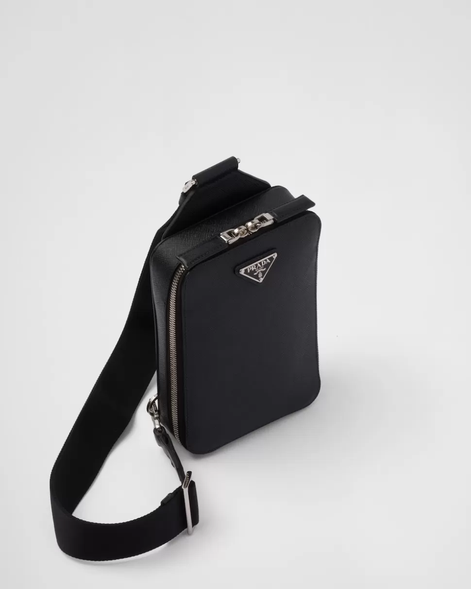Store Prada Brique Tasche Aus Saffiano-leder Schwarz