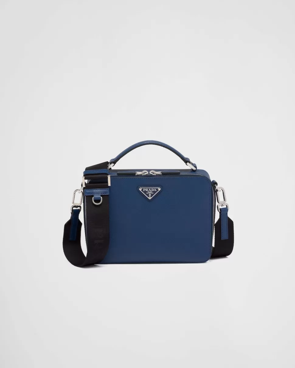 Discount Prada Brique Tasche Aus Saffiano-leder Schwarz