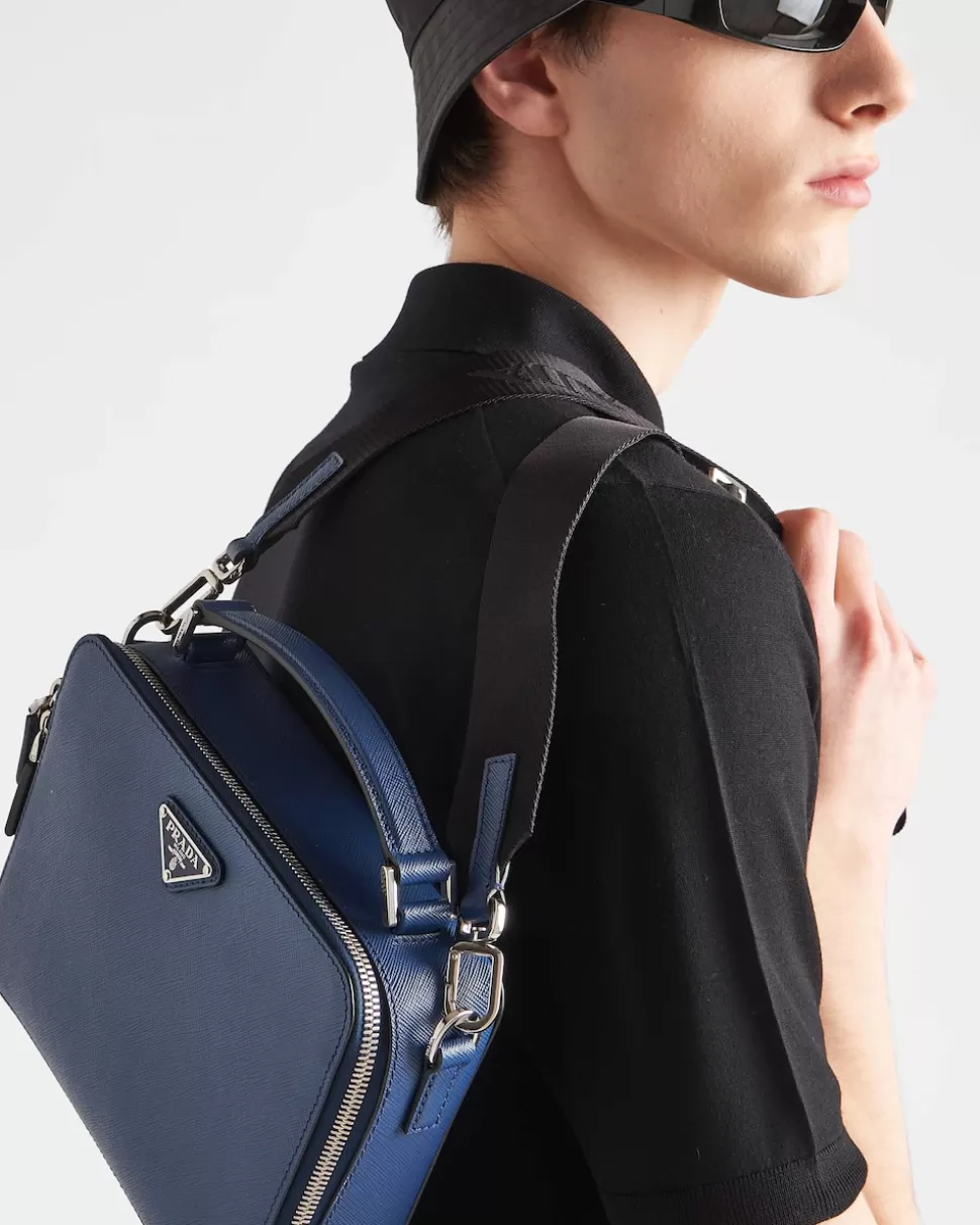 Discount Prada Brique Tasche Aus Saffiano-leder Schwarz