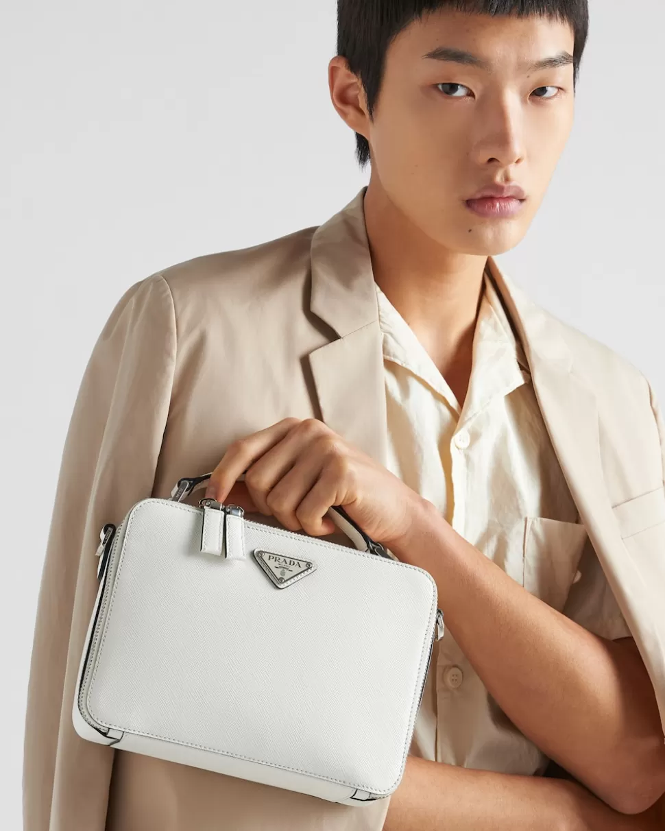 Store Prada Brique Tasche Aus Saffiano-leder Schwarz