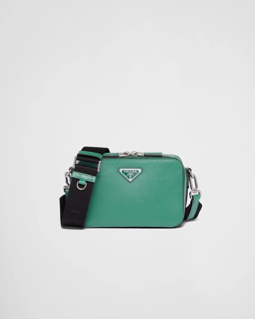 Flash Sale Prada Brique Tasche Aus Saffiano-leder Weiss