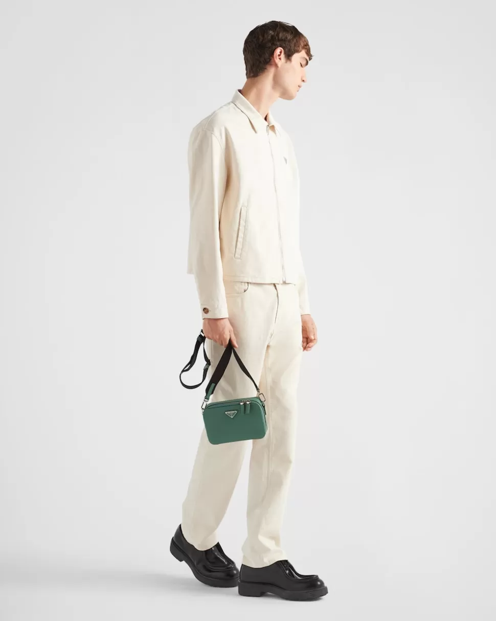 Flash Sale Prada Brique Tasche Aus Saffiano-leder Weiss