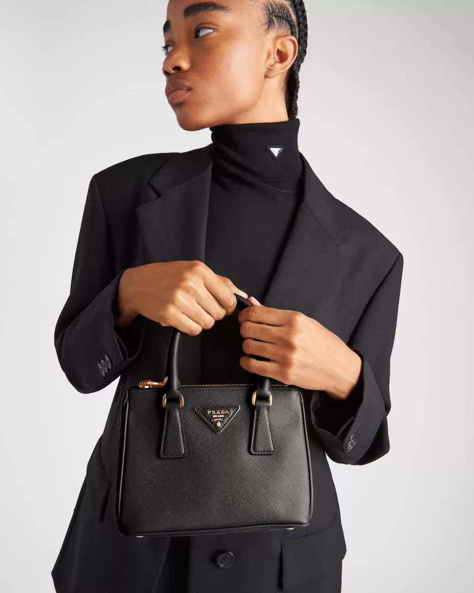 New Prada Galleria Mini Bag Aus Saffiano-leder Schwarz