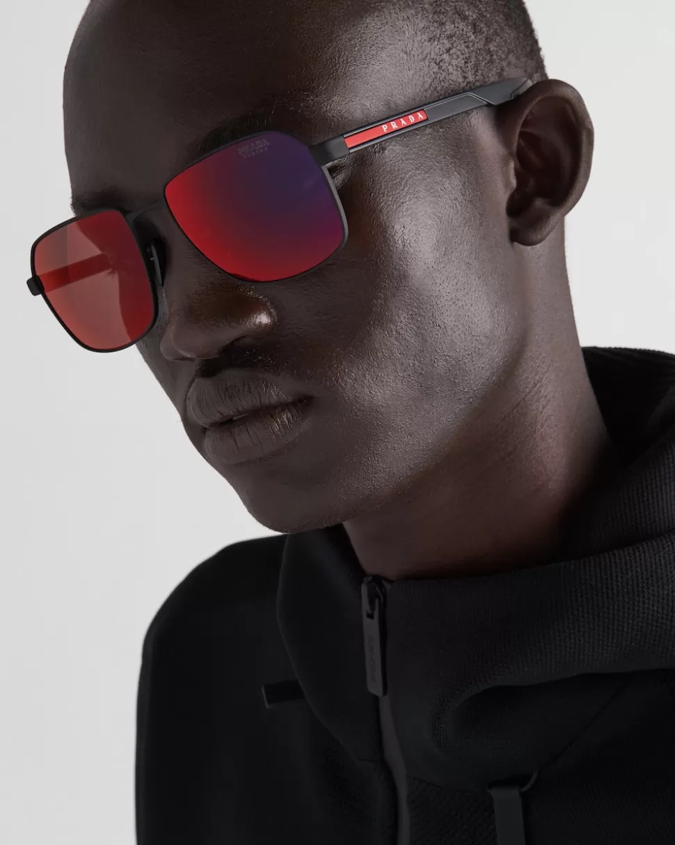 Store Prada Linea Rossa Sonnenbrille RotSchillerndeLinsen